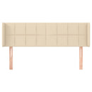 sengegavl med kanter 147x16x78/88 cm stof cremefarvet