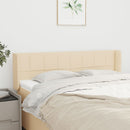 sengegavl med kanter 147x16x78/88 cm stof cremefarvet
