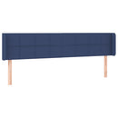 sengegavl med kanter 203x16x78/88 cm stof blå