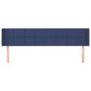 sengegavl med kanter 203x16x78/88 cm stof blå