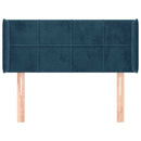 sengegavl med kanter 83x16x78/88 cm fløjl mørkeblå
