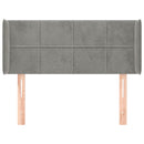 sengegavl med kanter 93x16x78/88 cm fløjl lysegrå