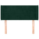 sengegavl med kanter 93x16x78/88 cm fløjl mørkegrøn
