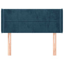 sengegavl med kanter 93x16x78/88 cm fløjl mørkeblå