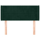 sengegavl med kanter 103x16x78/88 cm fløjl mørkegrøn