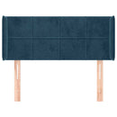 sengegavl med kanter 103x16x78/88 cm fløjl mørkeblå