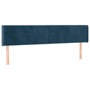 sengegavl med kanter 163x16x78/88 cm fløjl mørkeblå