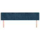 sengegavl med kanter 163x16x78/88 cm fløjl mørkeblå
