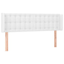 sengegavl med kanter 147x16x78/88 cm kunstlæder hvid