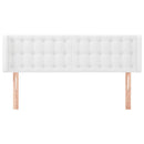 sengegavl med kanter 147x16x78/88 cm kunstlæder hvid