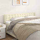 sengegavl med kanter 163x16x78/88 cm kunstlæder cremefarvet