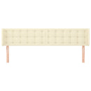 sengegavl med kanter 203x16x78/88 cm kunstlæder cremefarvet