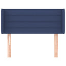 sengegavl med kanter 83x16x78/128 cm stof blå