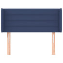 sengegavl med kanter 103x16x78/88 cm stof blå