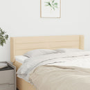 sengegavl med kanter 147x16x78/88 cm stof cremefarvet