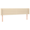 sengegavl med kanter 183x16x78/88 cm stof cremefarvet