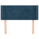 sengegavl med kanter 83x16x78/88 cm fløjl mørkeblå
