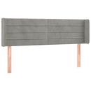 sengegavl med kanter 147x16x78/88 cm fløjl lysegrå