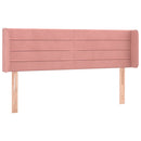 sengegavl med kanter 147x16x78/88 cm fløjl lyserød