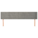 sengegavl med kanter 163x16x78/88 cm fløjl lysegrå