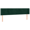 sengegavl med kanter 163x16x78/88 cm fløjl mørkegrøn