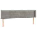 sengegavl med kanter 183x16x78/88 cm fløjl lysegrå