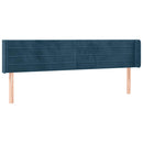 sengegavl med kanter 203x16x78/88 cm fløjl mørkeblå