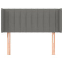sengegavl med kanter 83x16x78/128 cm stof mørkegrå