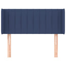 sengegavl med kanter 83x16x78/128 cm stof blå