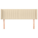 sengegavl med kanter 147x16x78/88 cm stof cremefarvet