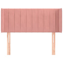 sengegavl med kanter 83x16x78/88 cm fløjl lyserød