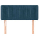 sengegavl med kanter 103x16x78/88 cm fløjl mørkeblå