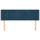 sengegavl med kanter 147x16x78/88 cm fløjl mørkeblå