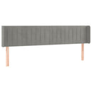 sengegavl med kanter 183x16x78/88 cm fløjl lysegrå