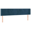 sengegavl med kanter 183x16x78/88 cm fløjl mørkeblå
