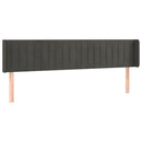 sengegavl med kanter 203x16x78/88 cm fløjl mørkegrå
