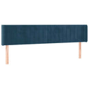 sengegavl med kanter 203x16x78/88 cm fløjl mørkeblå