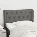 sengegavl med kanter 83x16x78/128 cm stof mørkegrå