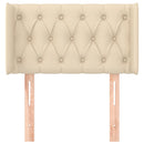 sengegavl med kanter 83x16x78/128 cm stof cremefarvet
