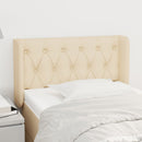 sengegavl med kanter 83x16x78/128 cm stof cremefarvet