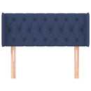 sengegavl med kanter 93x16x78/88 cm stof blå