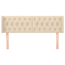 sengegavl med kanter 147x16x78/88 cm stof cremefarvet