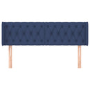 sengegavl med kanter 147x16x78/88 cm stof blå