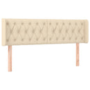 sengegavl med kanter 163x16x78/88 cm stof cremefarvet