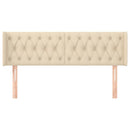 sengegavl med kanter 163x16x78/88 cm stof cremefarvet