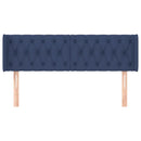 sengegavl med kanter 163x16x78/88 cm stof blå