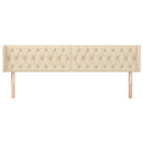 sengegavl med kanter 183x16x78/88 cm stof cremefarvet