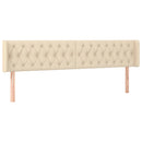 sengegavl med kanter 203x16x78/88 cm stof cremefarvet