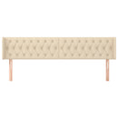 sengegavl med kanter 203x16x78/88 cm stof cremefarvet
