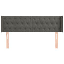 sengegavl med kanter 147x16x78/88 cm fløjl mørkegrå